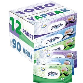 Familia Lavanta-Mineral-Yeşilin Tazeliği 90 Yaprak Karma 12 Li Set 1080 Yaprak Islak Havlu Mendil