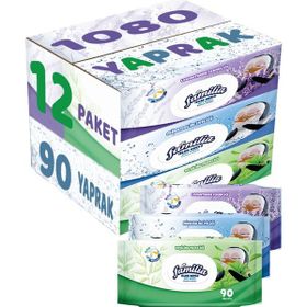 Familia Lavanta-Mineral-Yeşilin Tazeliği 90 Yaprak Karma 12 Li Set 1080 Yaprak Islak Havlu Mendil
