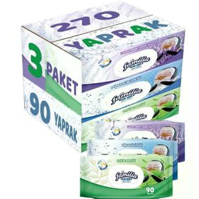 Familia Lavanta-Mineral-Yeşilin Tazeliği 90 Yaprak Karma 3'lü Set 270 Yaprak Islak Havlu Mendil