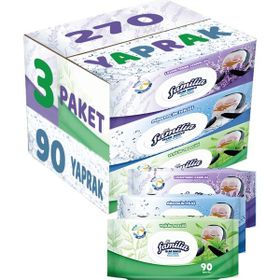 Familia Lavanta-Mineral-Yeşilin Tazeliği 90 Yaprak Karma 3'lü Set 270 Yaprak Islak Havlu Mendil