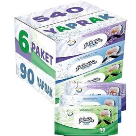 Familia Lavanta-Mineral-Yeşilin Tazeliği 90 Yaprak Karma 6'lı Set 540 Yaprak Islak Havlu Mendil