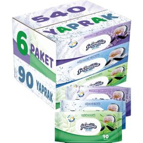 Familia Lavanta-Mineral-Yeşilin Tazeliği 90 Yaprak Karma 6'lı Set 540 Yaprak Islak Havlu Mendil