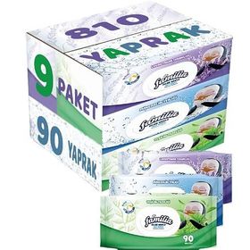 Familia Lavanta-Mineral-Yeşilin Tazeliği 90 Yaprak Karma 9'lu Set 810 Yaprak Islak Havlu Mendil