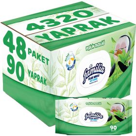 Familia Yeşilin Tazeliği 48x90 Yaprak Plastik Kapaklı Islak Havlu Mendil