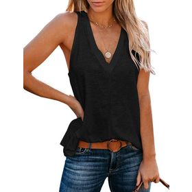 Famulily Basic Tank Top Raceback Siyah Kolsuz V Yaka Kadın T-shirt