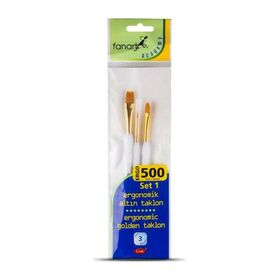 Fanart 500 Seri 3'lü Set 1 Ergonomik Altın Taklon Fırça Seti