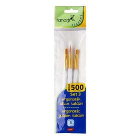 Fanart 500 Seri 3'lü Set 3 Ergonomik Altın Taklon Fırça Seti