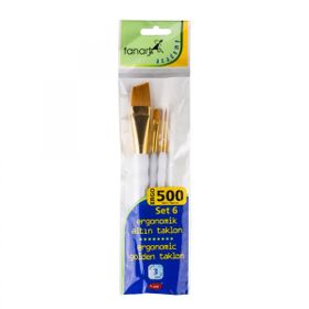 Fanart 500 Seri 3'lü Set 6 Ergonomik Altın Taklon Fırça Seti