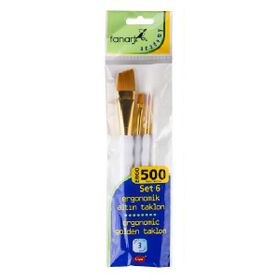 Fanart 500 Seri 3'lü Set 6 Ergonomik Altın Taklon Fırça Seti