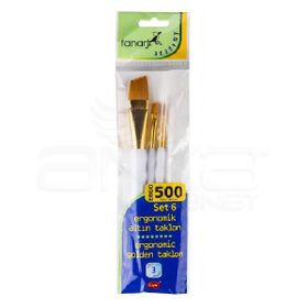 Fanart 500 Seri 3'lü Set 6 Ergonomik Altın Taklon Fırça Seti