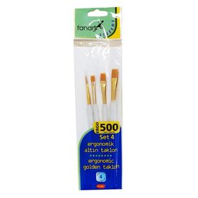 Fanart 500 Seri 4'lü Set 4 Ergonomik Altın Taklon Fırça Seti