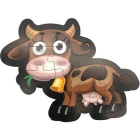 Farbu Oyuncak Ahşap İnek Puzzle 13 Parça Arka Yüzü Hikayeli Yapboz
