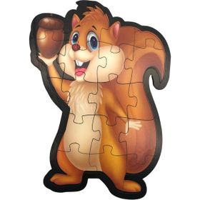 Farbu Oyuncak Ahşap Sincap 18 Parça Arka Yüzü Hikayeli Puzzle