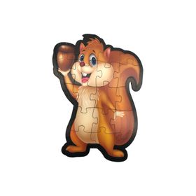 Farbu Oyuncak Ahşap Sincap 18 Parça Arka Yüzü Hikayeli Puzzle