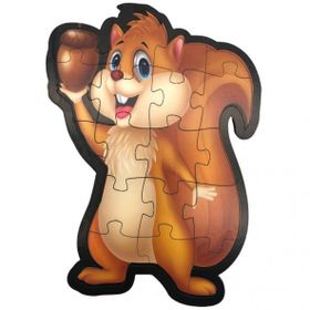 Farbu Oyuncak Ahşap Sincap 18 Parça Arka Yüzü Hikayeli Puzzle