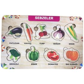 Farbu Oyuncak FBP20 Sebzeler 9 Parça Eğitici Ahşap Puzzle