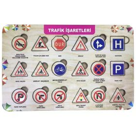 Farbu Oyuncak FBP22 Trafik İşaretleri 18 Pcs Eğitici Ahşap Puzzle