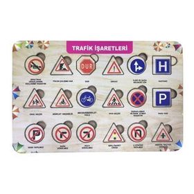Farbu Oyuncak FBP22 Trafik İşaretleri 18 Pcs Eğitici Ahşap Puzzle