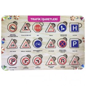 Farbu Oyuncak FBP22 Trafik İşaretleri 18 Pcs Eğitici Ahşap Puzzle