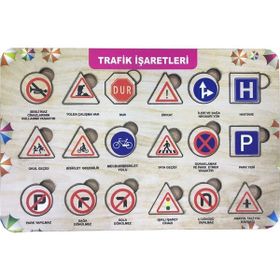 Farbu Oyuncak FBP22 Trafik İşaretleri 18 Pcs Eğitici Ahşap Puzzle