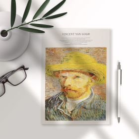 Fark Tanıtım Özel Tasarım Van Gogh Kapak A5 Çizgisiz Sırtı Dikişli Hasır Şapkalı Otoportre Desen Defter