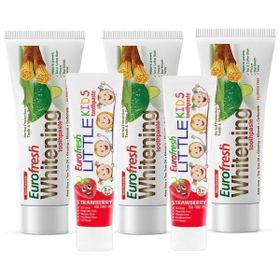 Farmasi 5x112 gr Eurofresh Aloe Veralı Misvaklı Beyazlatıcı + Eurofresh Little Kids Çocuk Diş Macunu Çilekli 50 gr 2 Adet Diş Macunu