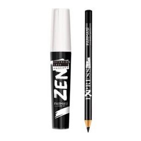 Farmasi Zen Siyah Maskara+Farmasi 01 Make Up Express Siyah Göz Kalemi