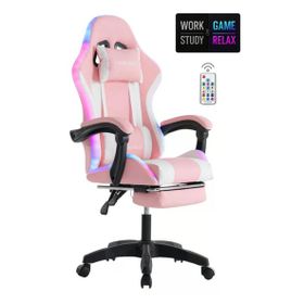Fashcolle Star Işıklı Masaj Özellikli Pembe Beyaz Oyuncu Koltuğu