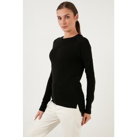 Fashion Friends 22k0252k1 Siyah Bisiklet Yaka Düz Kadın Kazak