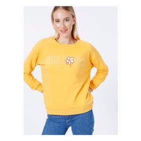 Fashion Friends 22K0573K1 Baskılı Hardal Kadın Sweatshirt