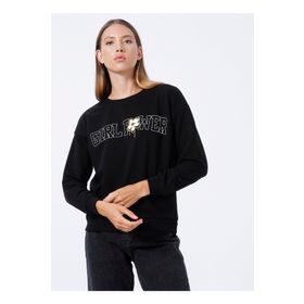 Fashion Friends 22K0573K1 Baskılı Siyah Kadın Sweatshirt