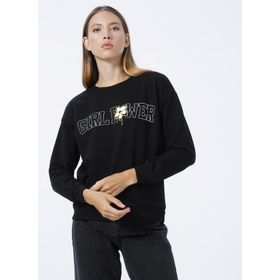 Fashion Friends 22K0573K1 Baskılı Siyah Kadın Sweatshirt