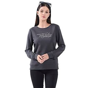 Fashion Friends 5370375 Füme Bisiklet Yaka Baskılı Kadın Sweatshirt
