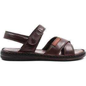 Fast Step 128MA216 Kahverengi Hakiki Deri Erkek Klasik Sandalet