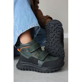 Fast Step 612KFA1586-2 Haki Hakiki Deri Kürklü Unisex Çocuk Klasik Bot