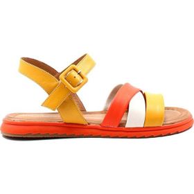 Fast Step 657ZA2467 Bej -Sarı -Oranj Deri Kadın Klasik Sandalet
