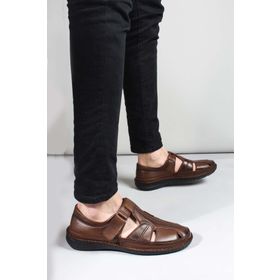 Fast Step 662MA119B Taba Hakiki Deri Erkek Klasik Sandalet
