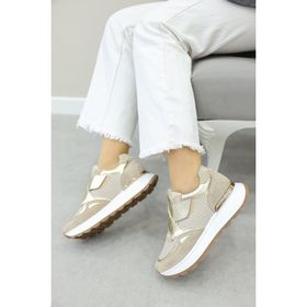 Fast Step 757ZA24048 Bej Altın Hakiki Deri Kadın Casual Ayakkabı