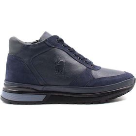 Fast Step 856KMA3292 Lacivert Hakiki Deri Kürklü Casual Erkek Bot