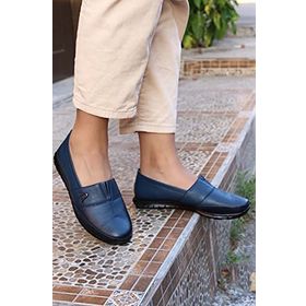 Fast Step 864ZA101 Lacivert Hakiki Deri Kadın Casual Ayakkabı