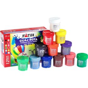 Fatih 12 Renk 12x25 ml =300 ml Guaj Boyası