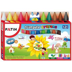 Fatih 12 Renk Triangular Crayons Üçgen Polimer Mum Boya