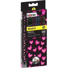 Fatih Hearts Siyah Lata Silgili Kurşun Kalem
