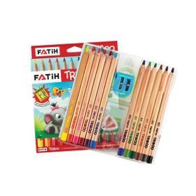 Fatih Triboo Üçgen Natural Jumbo 11 12 Renk Kalemtraşlı Kuru Boya