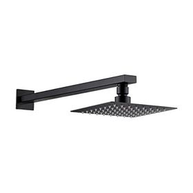Fause Ankastre Borulu Kare Slim Metal 20x20 cm Mat Siyah Duş Başlığı