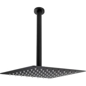 Fause Ankastre Borulu Kare Slim Metal 30x30 cm Tavandan Siyah Duş Başlığı