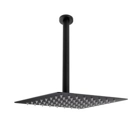Fause Ankastre Borulu Kare Slim Metal 30x30 cm Tavandan Siyah Duş Başlığı