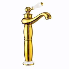 Fause KSL100-G Yüksek Çanak Rustik Vintage Altın Lavabo Bataryası