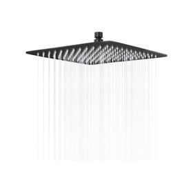 Fause KTD101-B Kare Slim 304 Metal 20x20 Cm Siyah Tepe Duş Başlığı