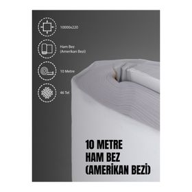 Favora 1000x220 cm Beyaz Pamuk 46 Tel Amerikan Bezi Ham Bez Punch Kumaş